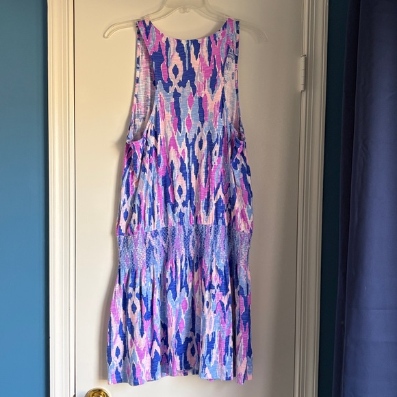 Lilly Pulitzer Sleeveless Ikat Mini Dress in Blue, Pink & White - Picture 4 of 5